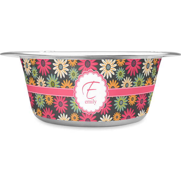 Custom Daisies Stainless Steel Dog Bowl - Medium (Personalized)