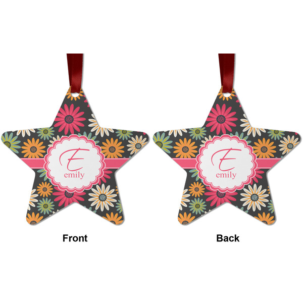Daisies Metal Star Ornament - Front and Back