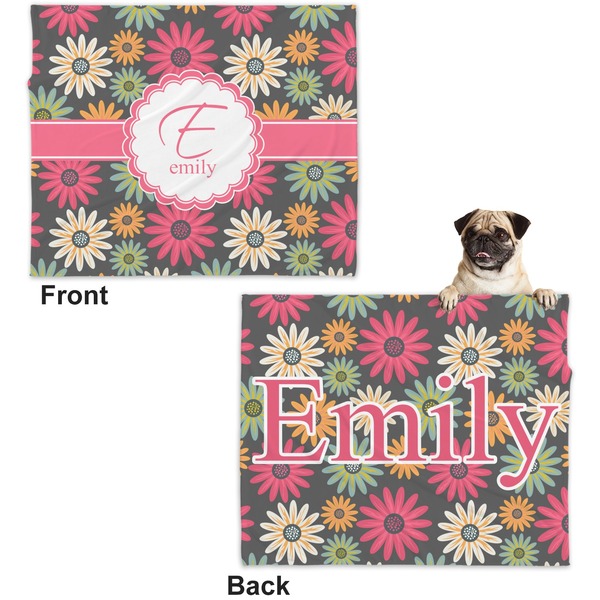 Daisies Microfleece Dog Blanket - Large- Front & Back