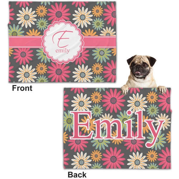 Daisies Microfleece Dog Blanket - Regular - Front & Back