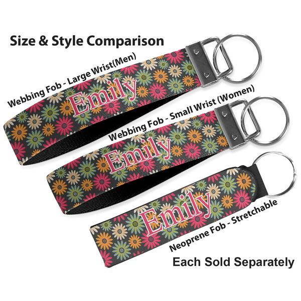 Daisies Multiple Key Ring comparison sizes