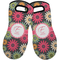 Daisies Neoprene Oven Mitts - Set of 2 w/ Name and Initial