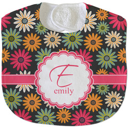 Daisies Velour Baby Bib w/ Name and Initial