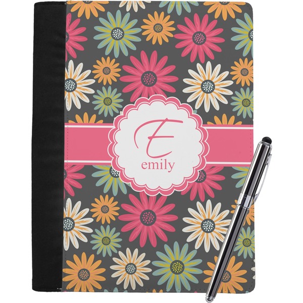 Custom Daisies Notebook Padfolio - Large w/ Name and Initial