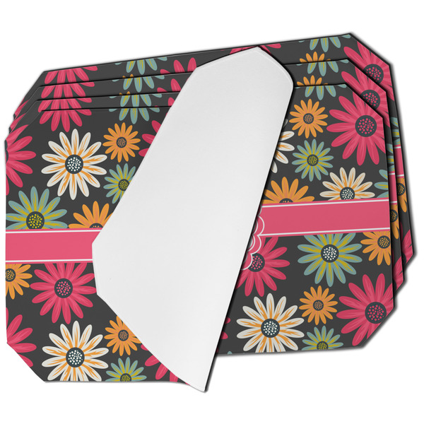 Custom Daisies Dining Table Mat - Octagon - Set of 4 (Single-Sided) w/ Name and Initial