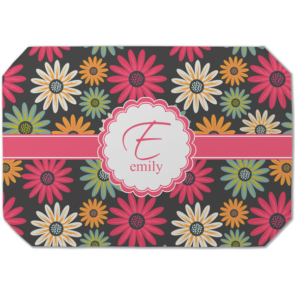 Custom Daisies Dining Table Mat - Octagon (Single-Sided) w/ Name and Initial