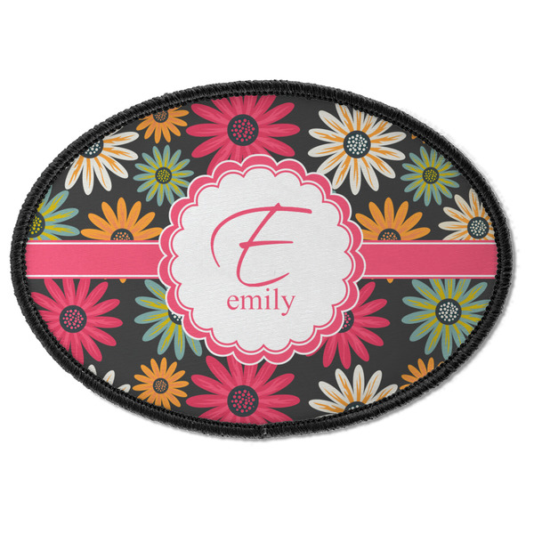 Custom Daisies Iron On Oval Patch w/ Name and Initial