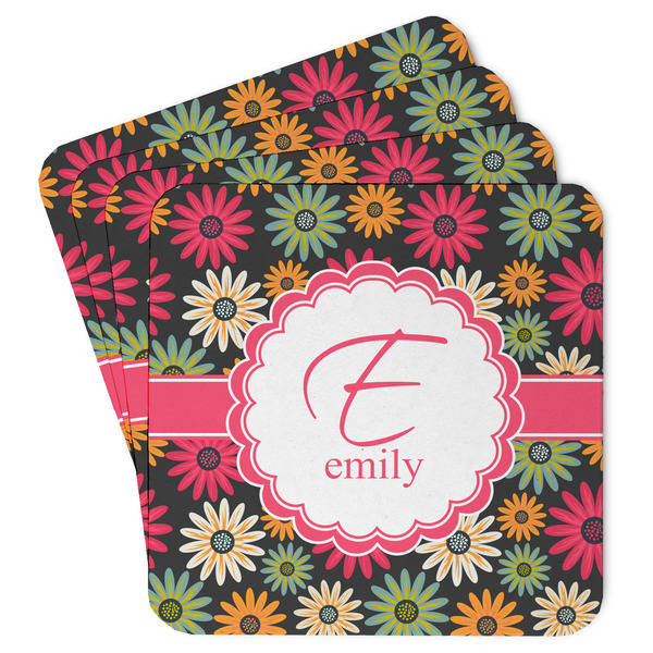 Custom Daisies Paper Coasters w/ Name and Initial