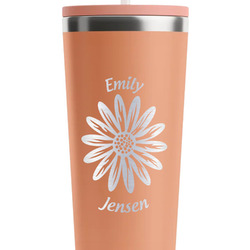 Daisies RTIC Everyday Tumbler with Straw - 28oz - Peach - Single-Sided (Personalized)