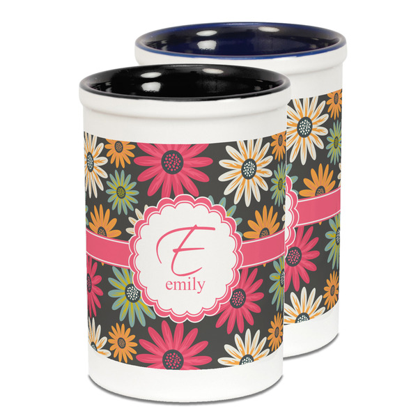 Custom Daisies Ceramic Pencil Holder - Large