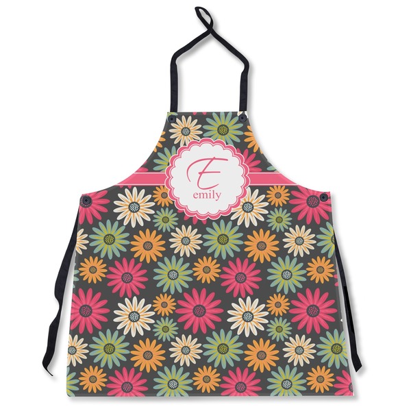 Custom Daisies Apron Without Pockets w/ Name and Initial