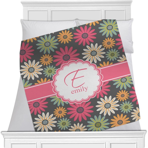 Custom Daisies Minky Blanket - Toddler / Throw - 60"x50" - Single Sided (Personalized)
