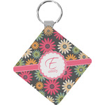 Daisies Diamond Plastic Keychain w/ Name and Initial