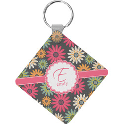 Daisies Diamond Plastic Keychain w/ Name and Initial
