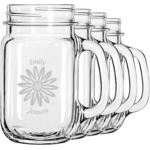Daisies Mason Jar Mugs (Set of 4) (Personalized)