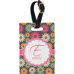 Daisies Plastic Luggage Tag - Rectangular w/ Name and Initial