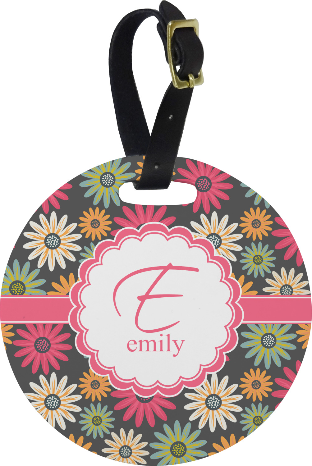 Daisies Round Luggage Tag (Personalized) YouCustomizeIt