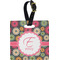 Daisies Plastic Luggage Tag - Square w/ Name and Initial