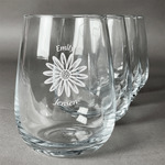 Daisies Stemless Wine Glasses (Set of 4) (Personalized)