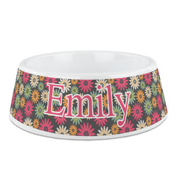 Daisies Plastic Dog Bowl (Personalized)
