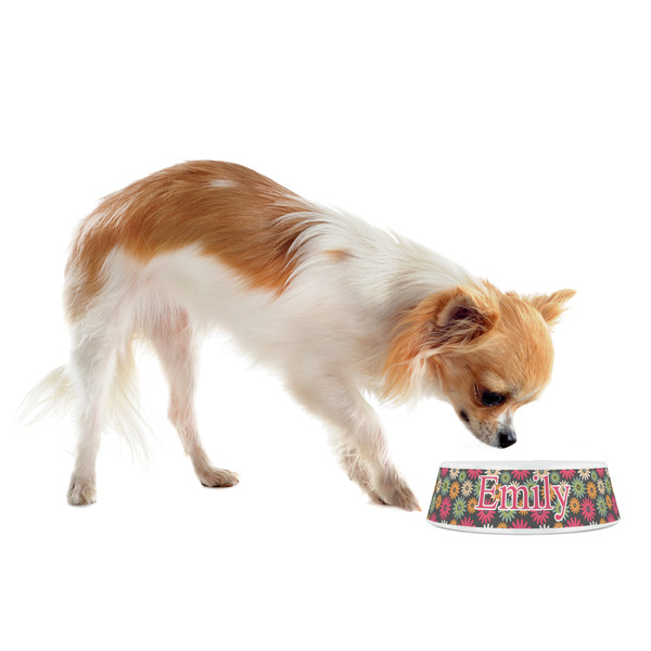 Daisies Plastic Pet Bowls - Small - LIFESTYLE