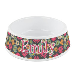 Daisies Plastic Dog Bowl - Small (Personalized)
