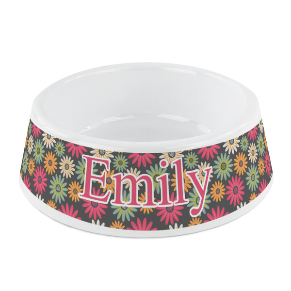 Custom Daisies Plastic Dog Bowl - Small (Personalized)