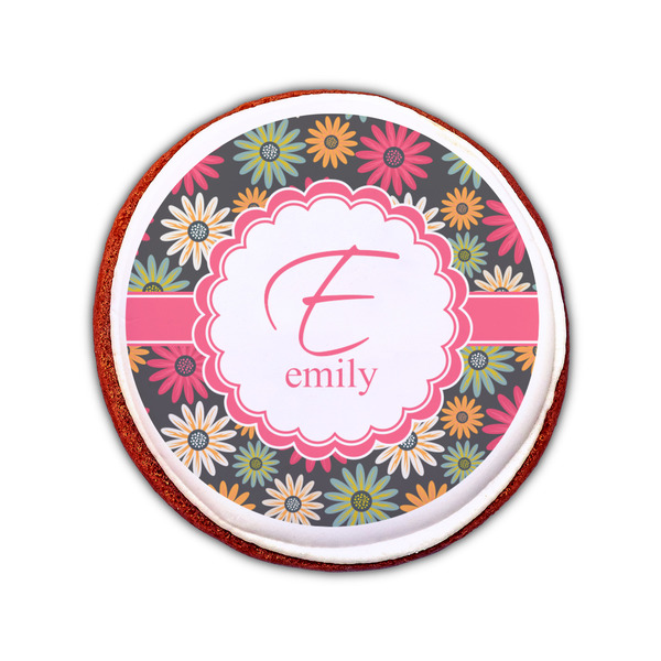 Daisies Printed Icing Circle - Small - On Cookie
