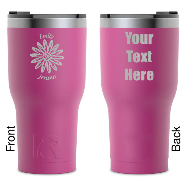 Custom Daisies RTIC Tumbler - Magenta - Laser Engraved - Double-Sided (Personalized)