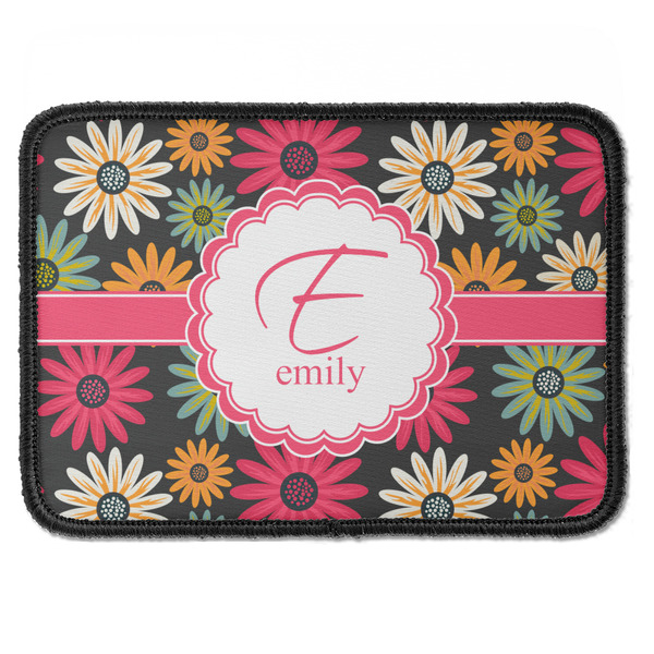 Custom Daisies Iron On Rectangle Patch w/ Name and Initial