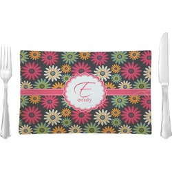 Daisies Rectangular Glass Lunch / Dinner Plate - Single or Set (Personalized)