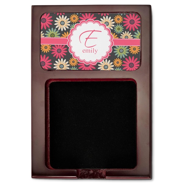 Daisies Red Mahogany Sticky Note Holder - Flat