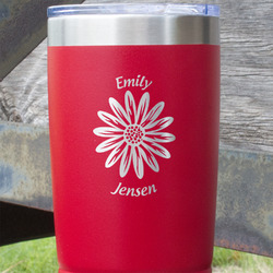Daisies 20 oz Stainless Steel Tumbler - Red - Single Sided (Personalized)