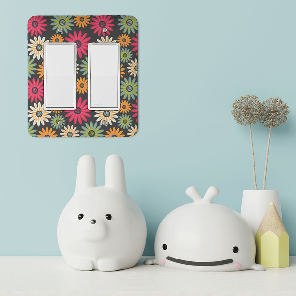 Daisies Rocker Light Switch Covers - Double - IN CONTEXT