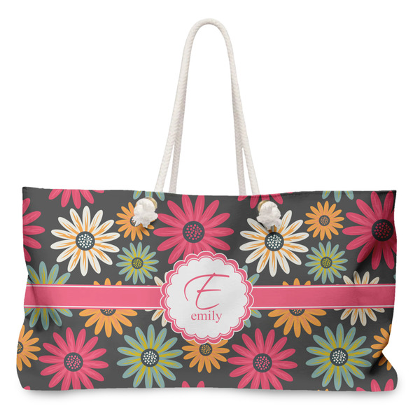 Custom Daisies Large Tote Bag with Rope Handles (Personalized)