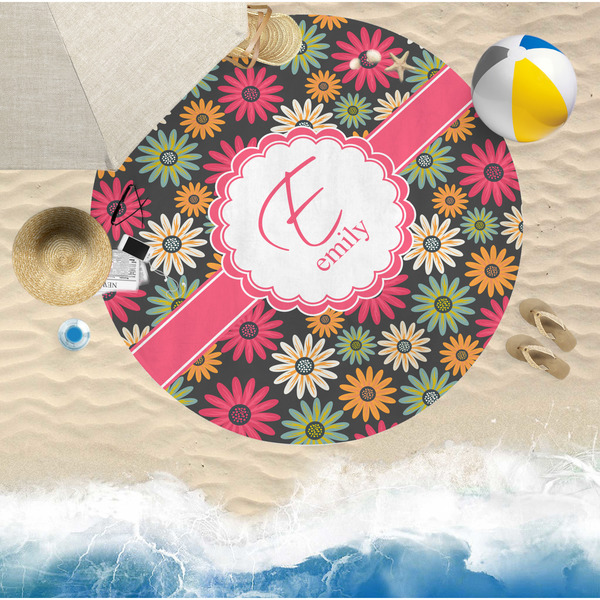 Daisies Round Beach Towel Lifestyle