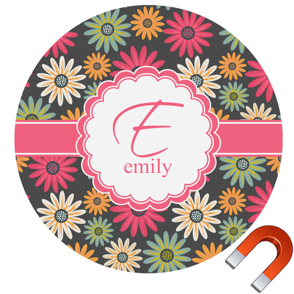 Custom Daisies Round Car Magnet - 6" (Personalized)