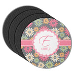 Daisies Round Rubber Backed Coasters - Set of 4 (Personalized)