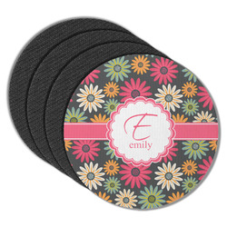 Daisies Round Rubber Backed Coasters - Set of 4 (Personalized)
