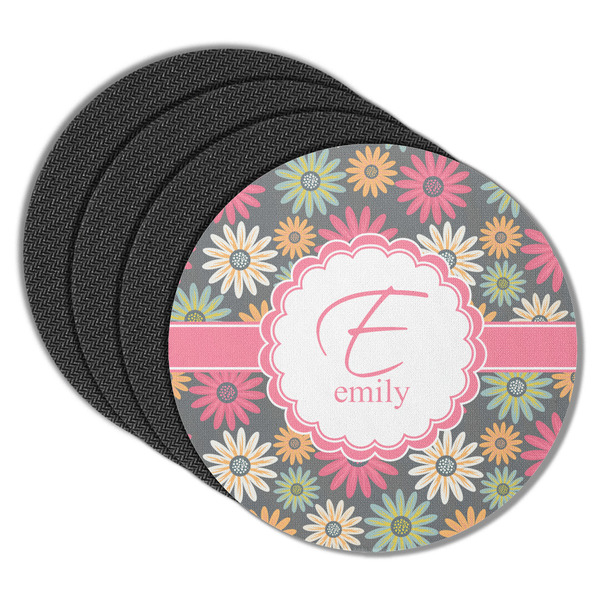 Custom Daisies Round Rubber Backed Coasters - Set of 4 (Personalized)