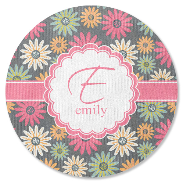 Custom Daisies Round Rubber Backed Coaster (Personalized)