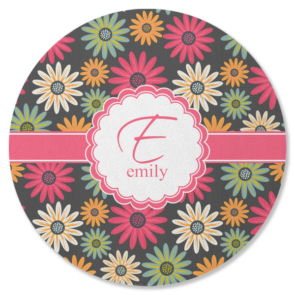 Custom Daisies Round Rubber Backed Coaster (Personalized)