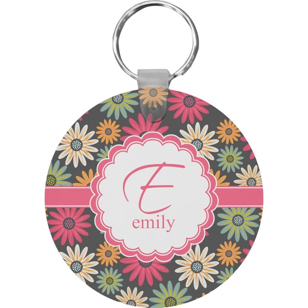 Custom Daisies Round Plastic Keychain (Personalized)