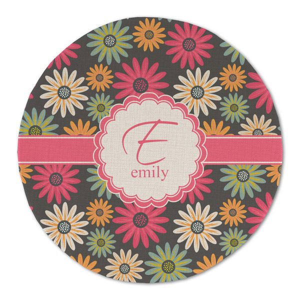 Custom Daisies Round Linen Placemat - Single Sided (Personalized)