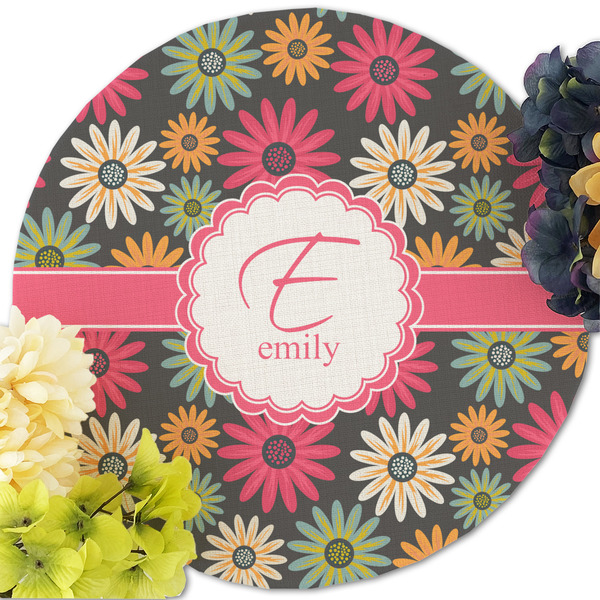 Daisies Round Linen Placemats - Front (w flowers)