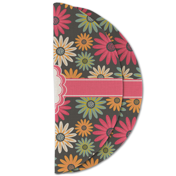 Daisies Round Linen Placemats - HALF FOLDED (double sided)