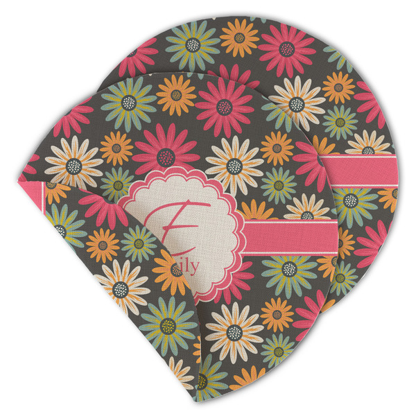 Custom Daisies Round Linen Placemat - Double Sided - Set of 4 (Personalized)