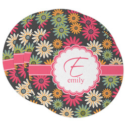 Daisies Round Paper Coasters w/ Name and Initial
