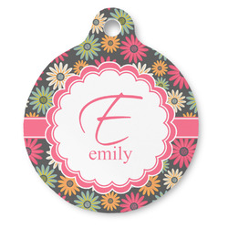 Daisies Round Pet ID Tag - Large (Personalized)