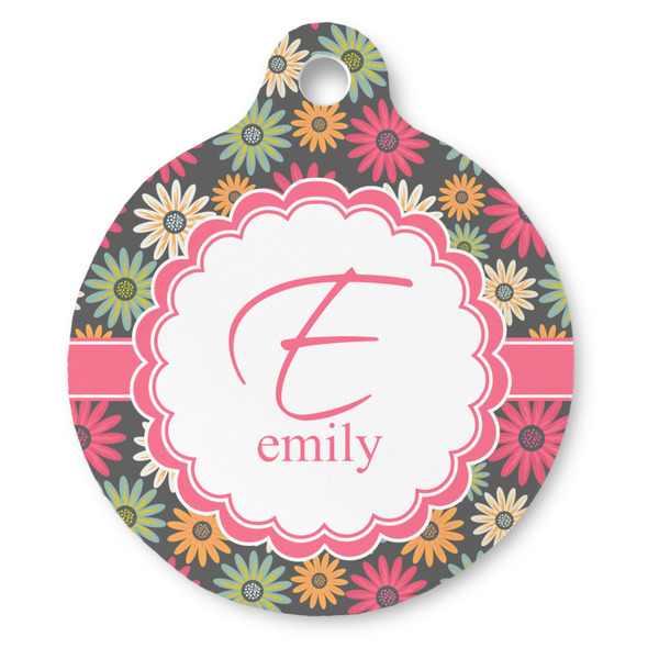 Custom Daisies Round Pet ID Tag - Large (Personalized)